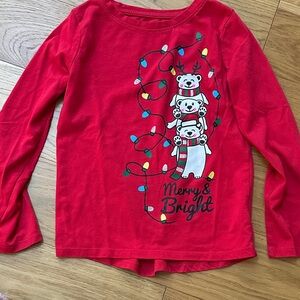 Holiday Time Red Kids Long Sleeve Shirt with Snowman and Lights